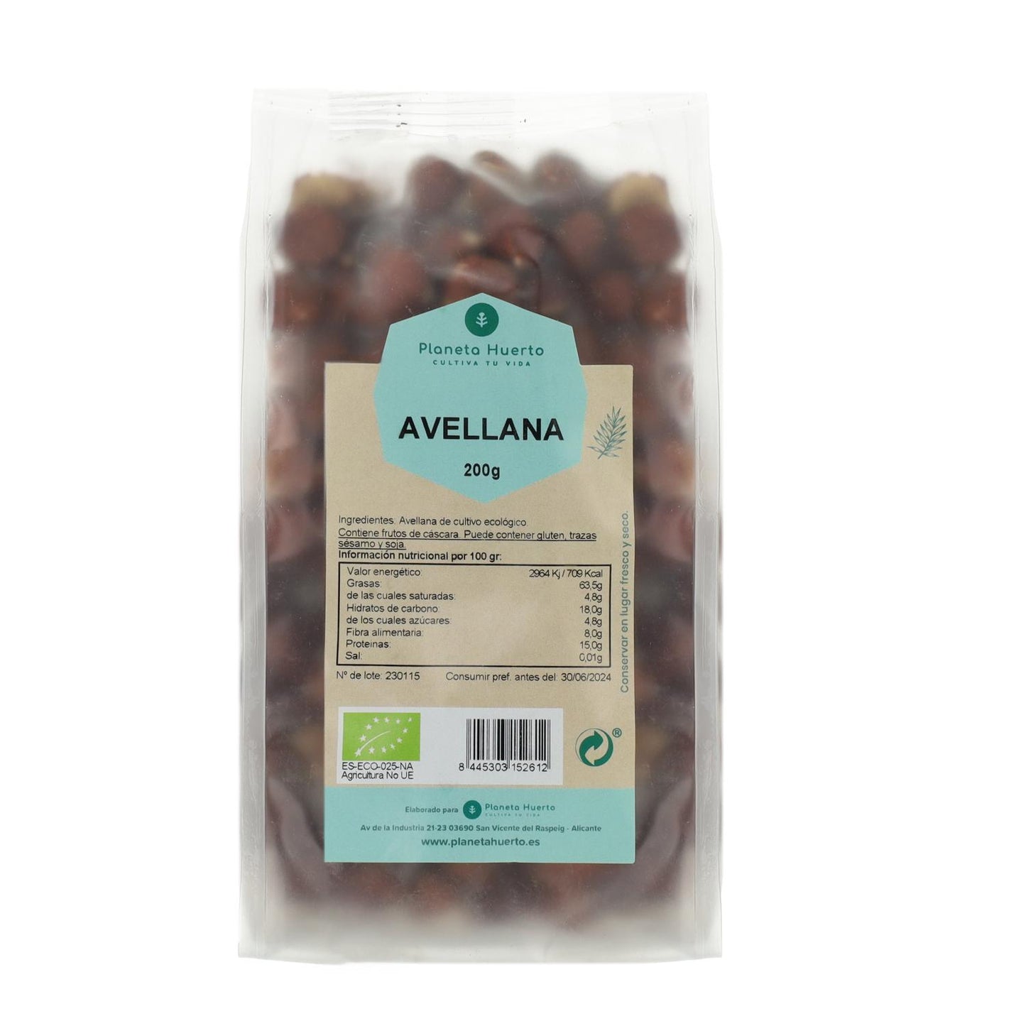 Raw hazelnuts ECO Planeta Huerto 200 g