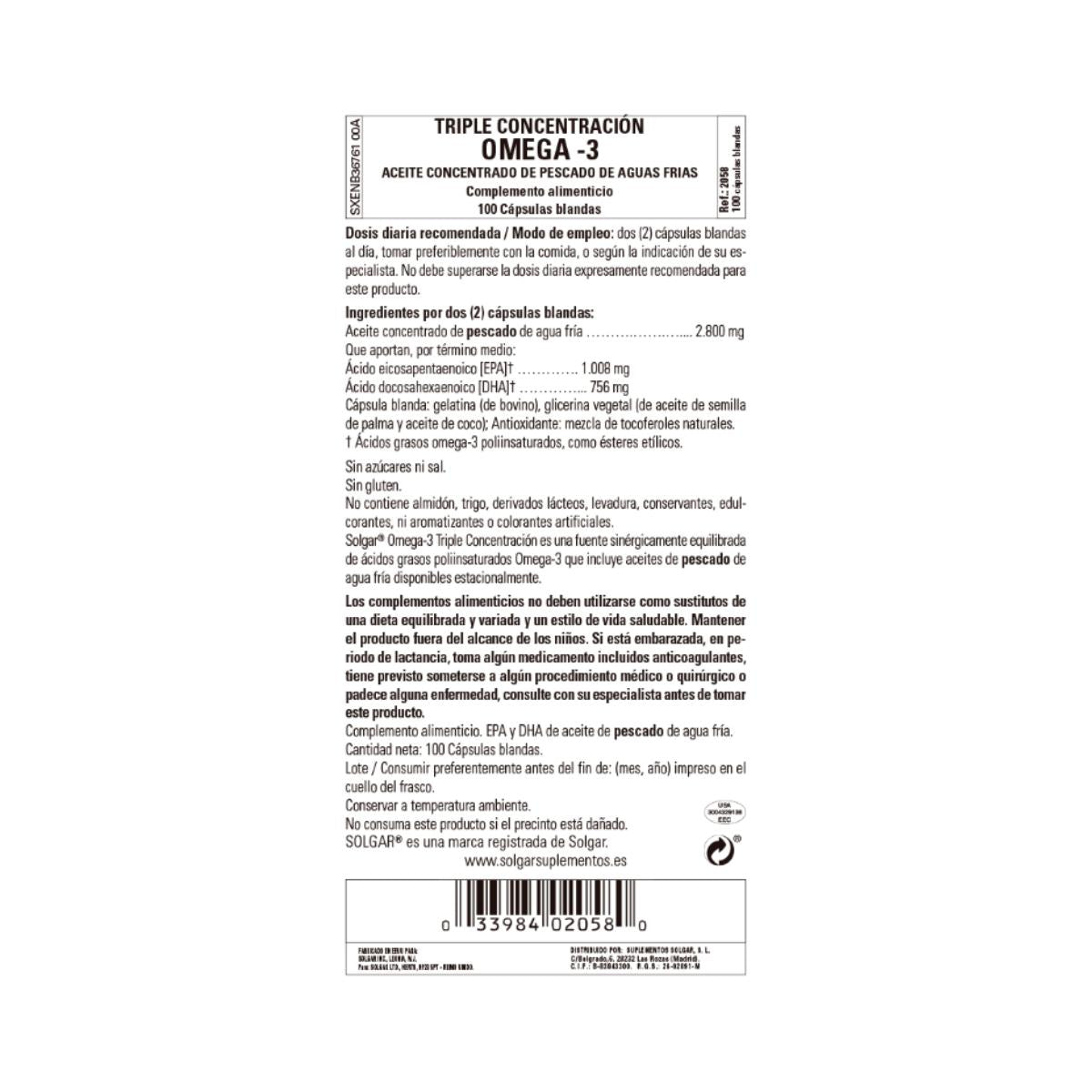 Confezione da 2 Omega 3 tripla concentrazione, 100 capsule