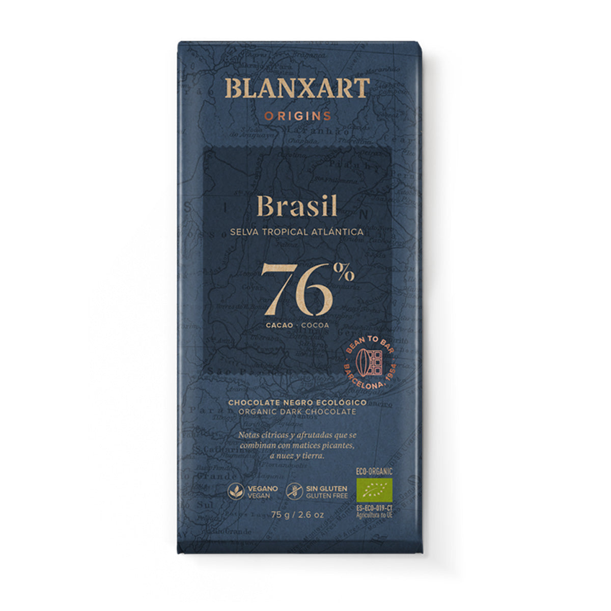 Czekolada gorzka 76% Brazylia Eco Wegańska Bezglutenowa Blanxart 75 g