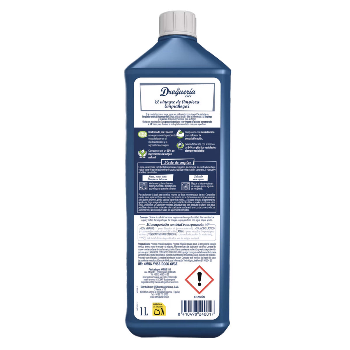 Vinaigre nettoyant concentré 14º bouteille LA DROGUERIA 1919 1 L