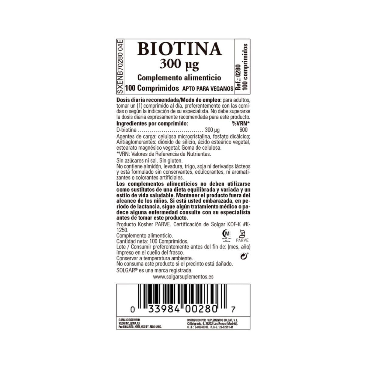 Biotine, 100 tabletten van 300 μg