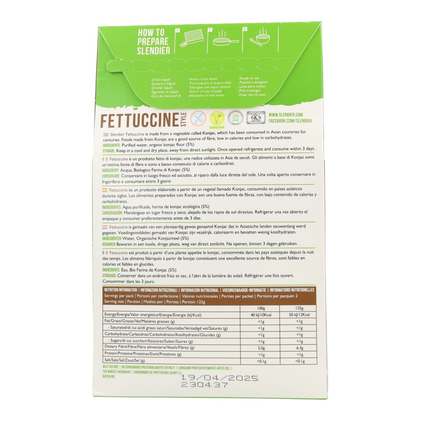 Bio-Konjak-Fettuccine Slendier 400 g