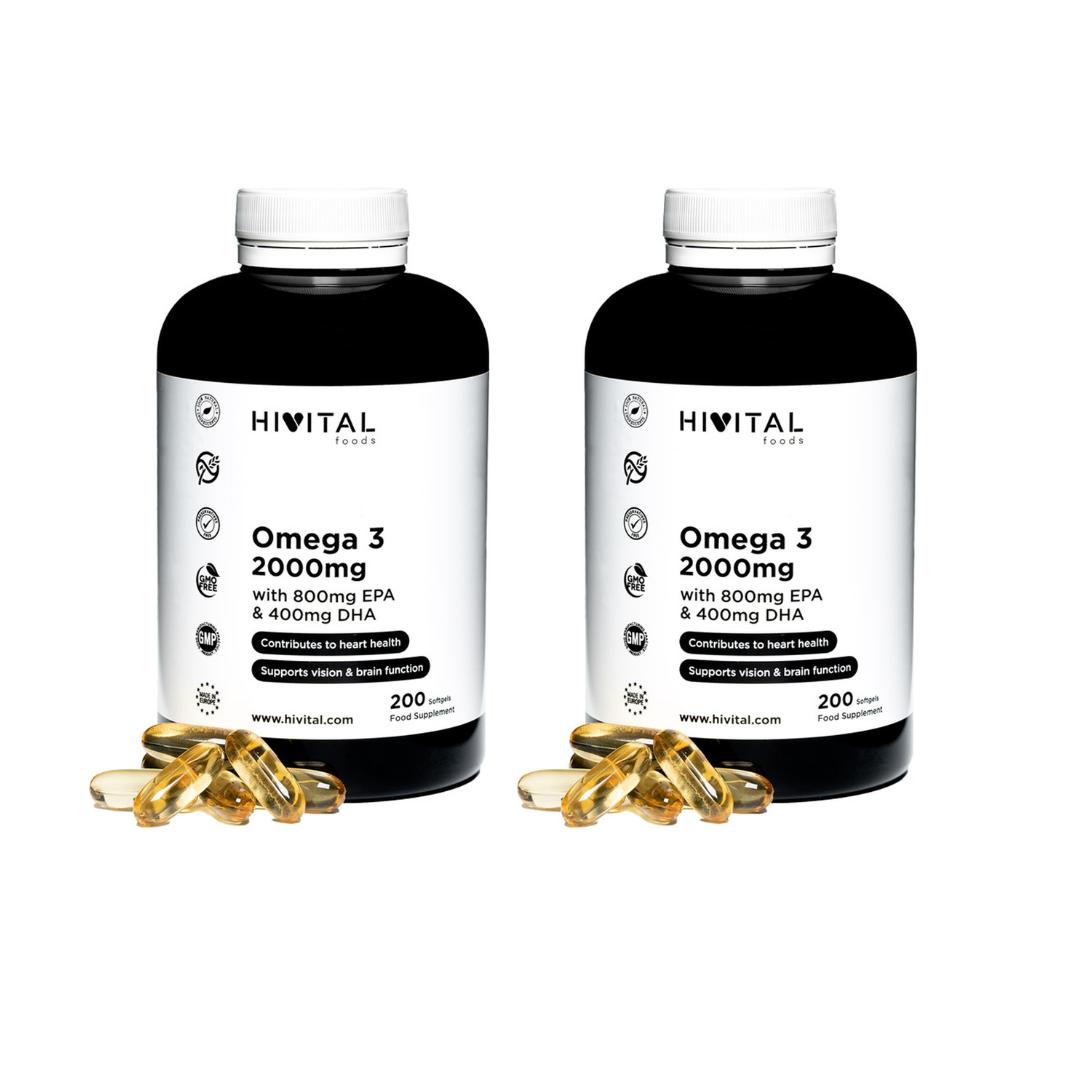 Pack of 2x Omega 3 2000 mg Hivital 200 capsules