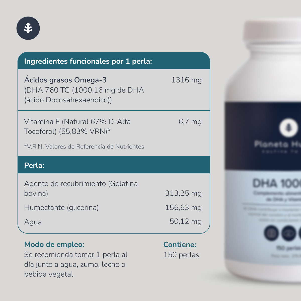 Packung 2x DHA 1000 mg Planeta Huerto 150 Perlen