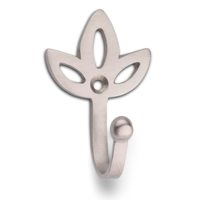 Brass tulip coat hook, satin brass