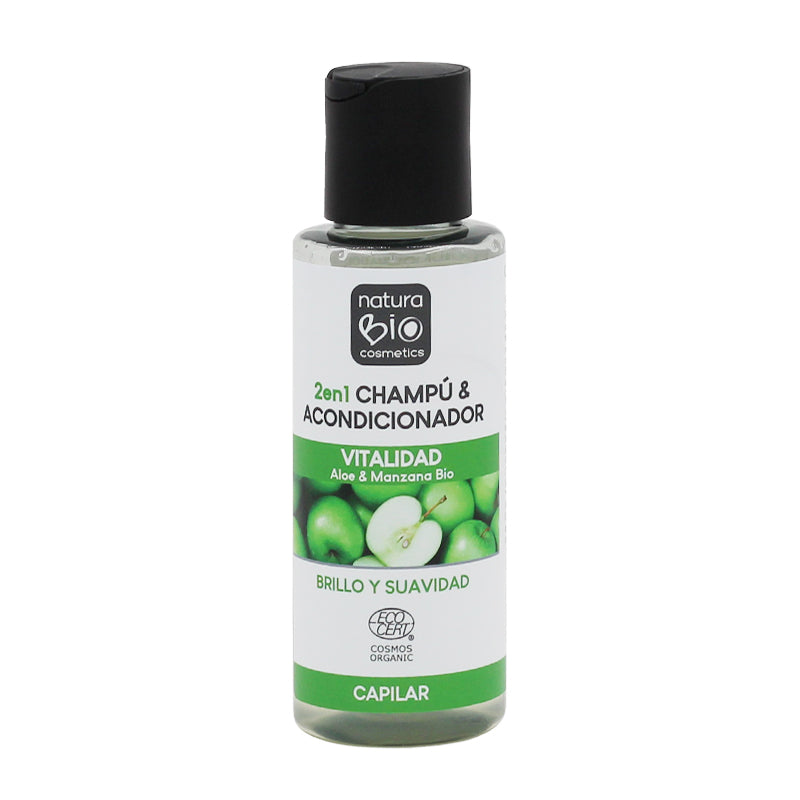 Shampooing & après-shampooing 2 en 1 Vitalité 100 Aloe & Pomme Bio, NATURABIO, 100 ml
