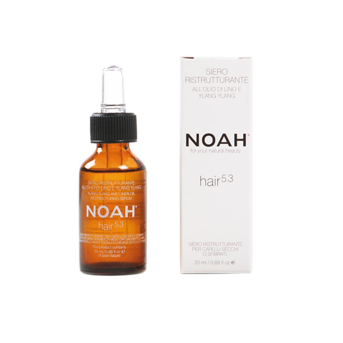 Omstrukturerande serum med ylang-ylang-olja och linfrö Noah 20 ml