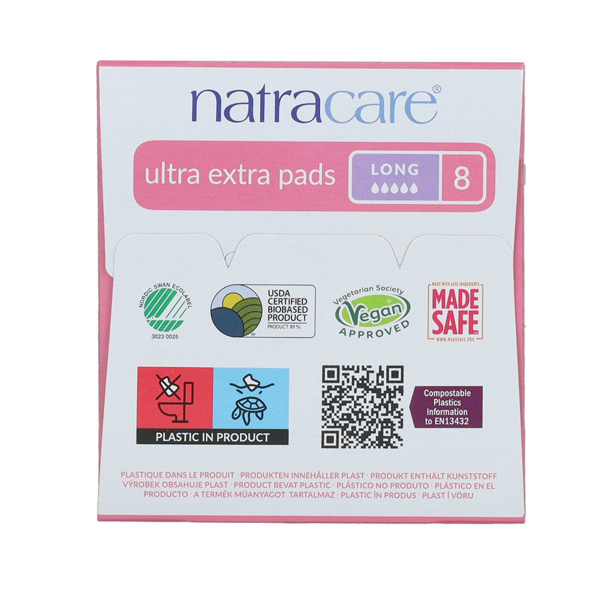 Serviette hygiénique ultra longue avec ailettes bio Natracare 8 unités