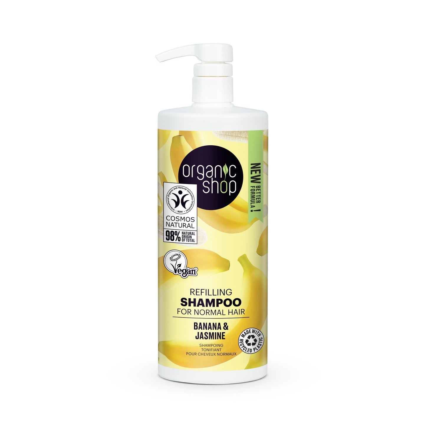 Shampooing recharge pour cheveux normaux banane et jasmin Organic Shop 1000 ml