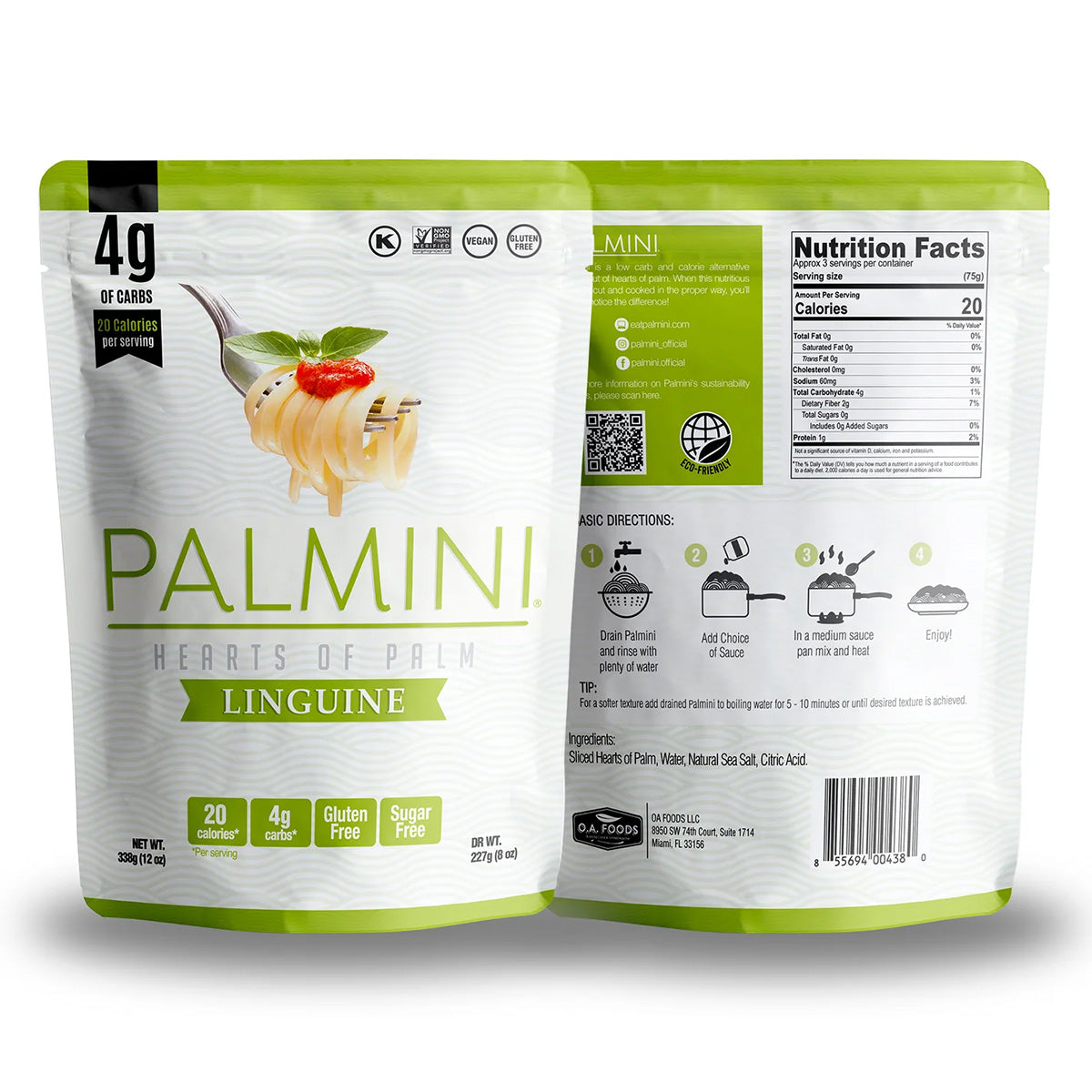 Pâtes Linguine aux cœurs de palmier Palmini 338 g