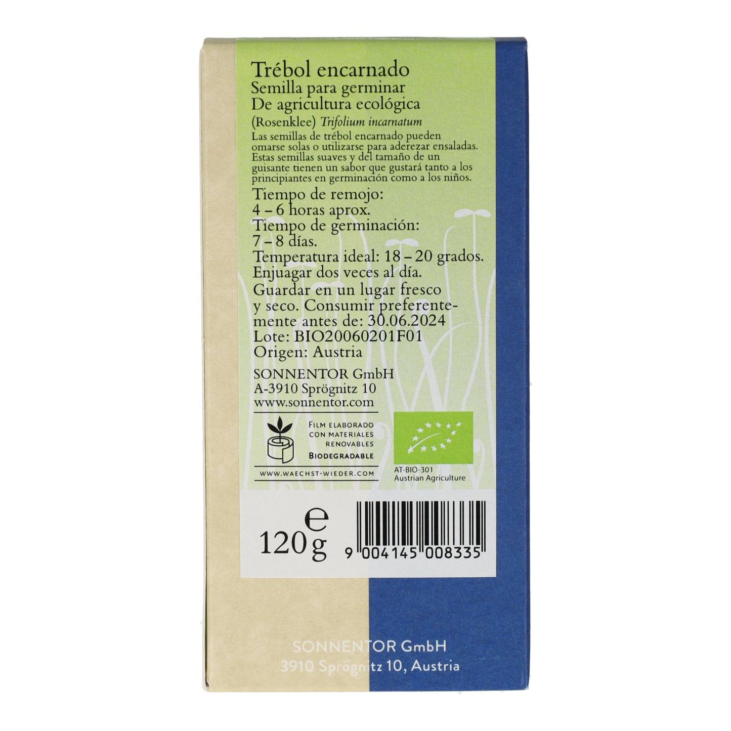 Ekologiska rödklöverfrön för groddning Sonnetor 120 g