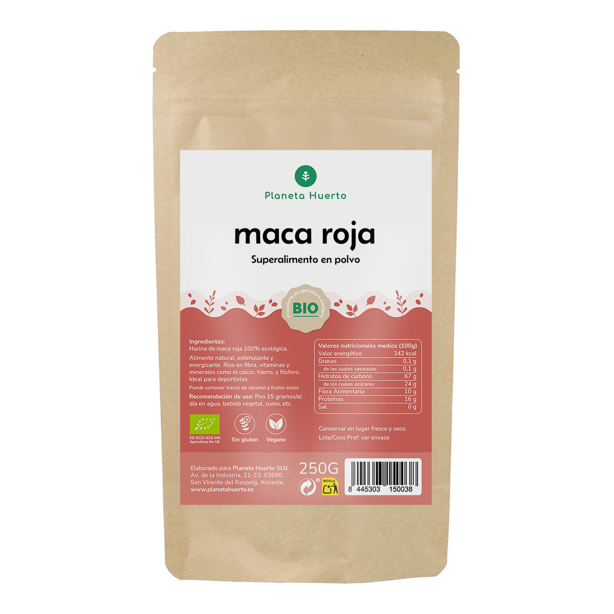 Rode Maca poeder ECO Planeta Huerto 250 g