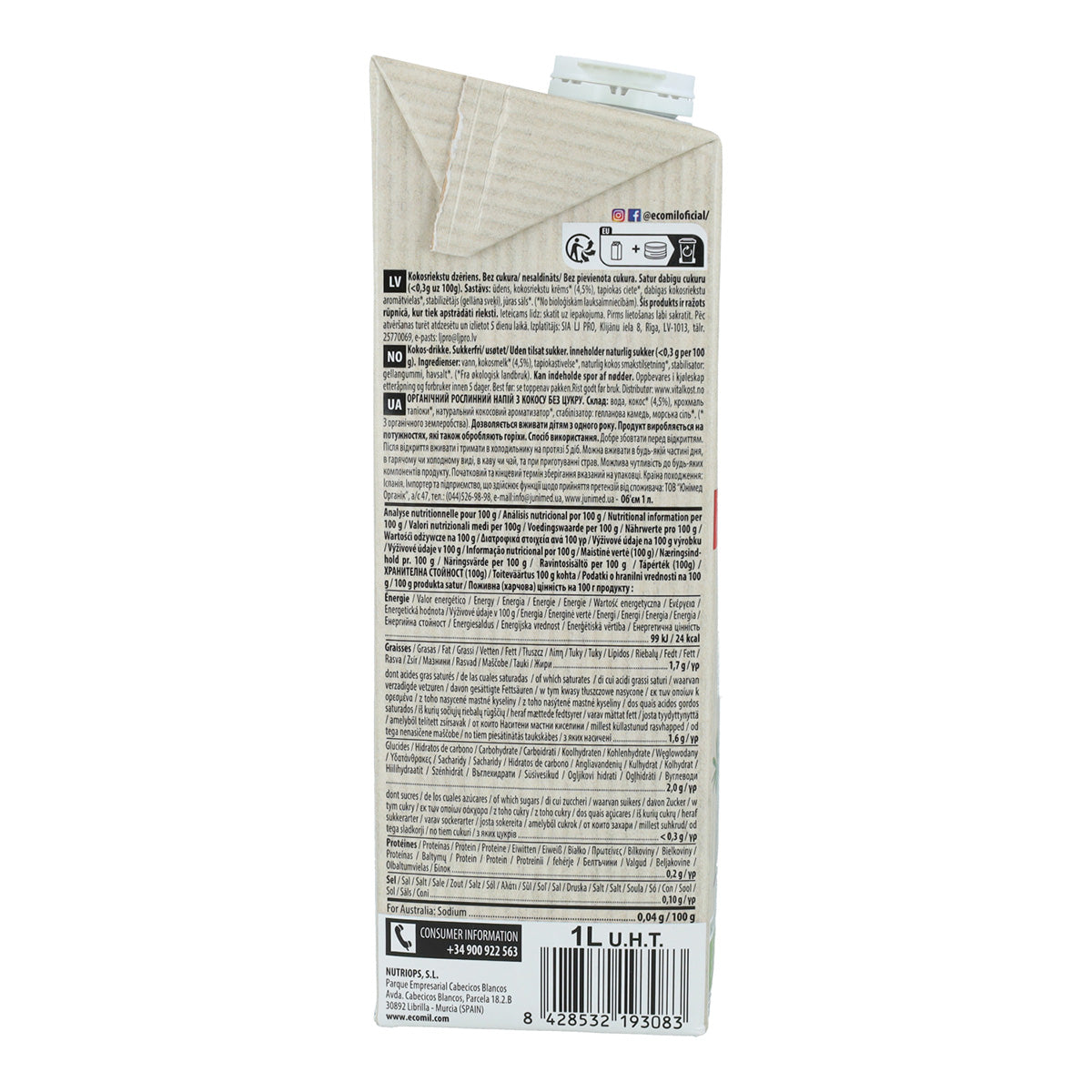 Napój roślinny z kokosa Classic Nature BIO Ecomil 1 l