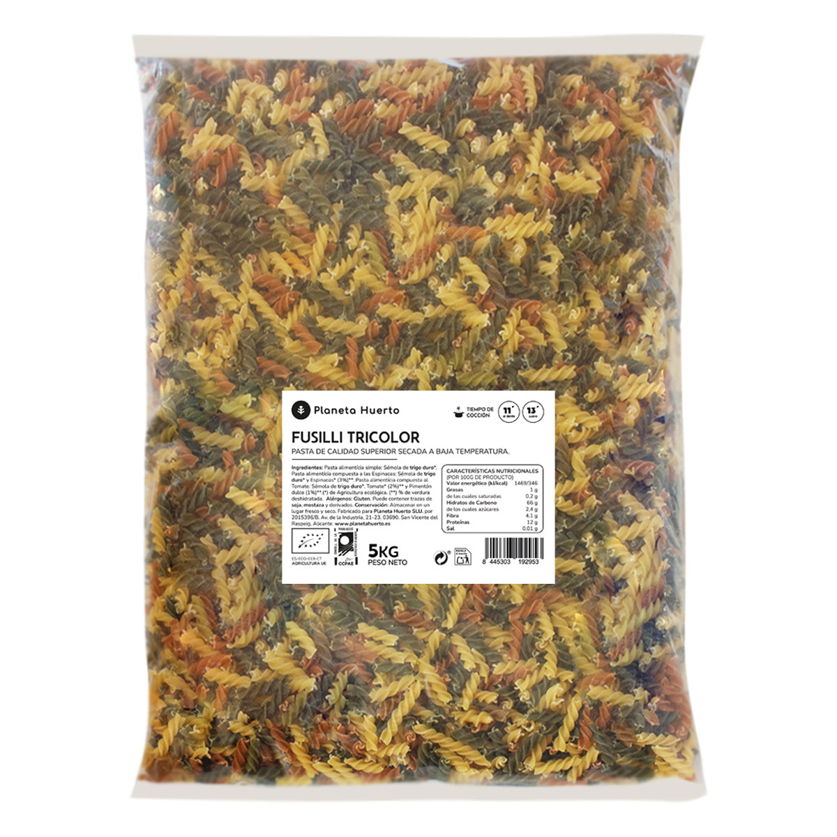 Fusilli tricolori ECO Planeta Huerto 5 Kg