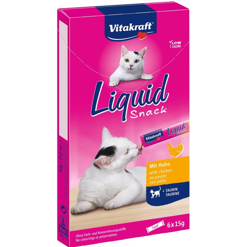 Vitakraft Cat Liquid Creamy Chicken Snack with Taurine 6x15 g