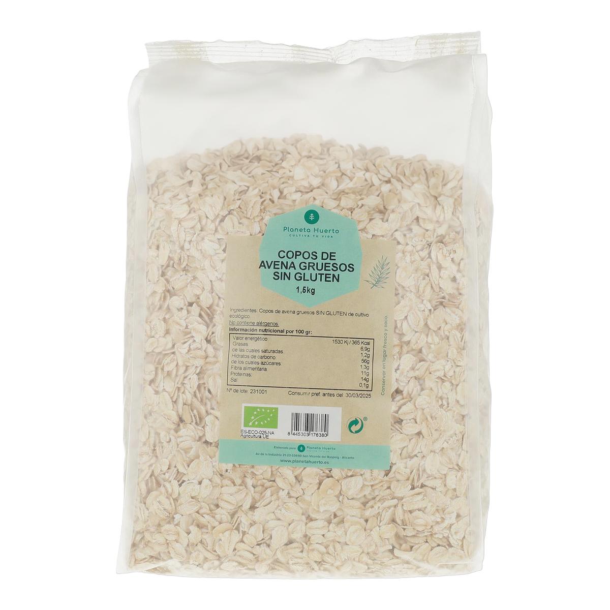 Copos de avena gruesos Sin Gluten ECO Planeta Huerto 1,5 Kg