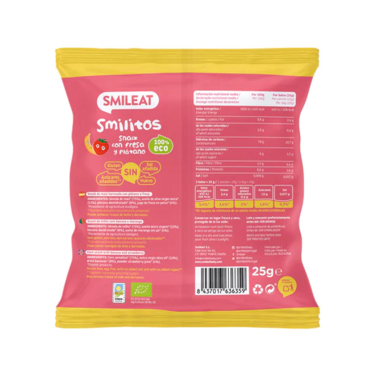 Lot de 12 Smilitos, vers de terre à la fraise et à la banane ECO Smileat, 25 g