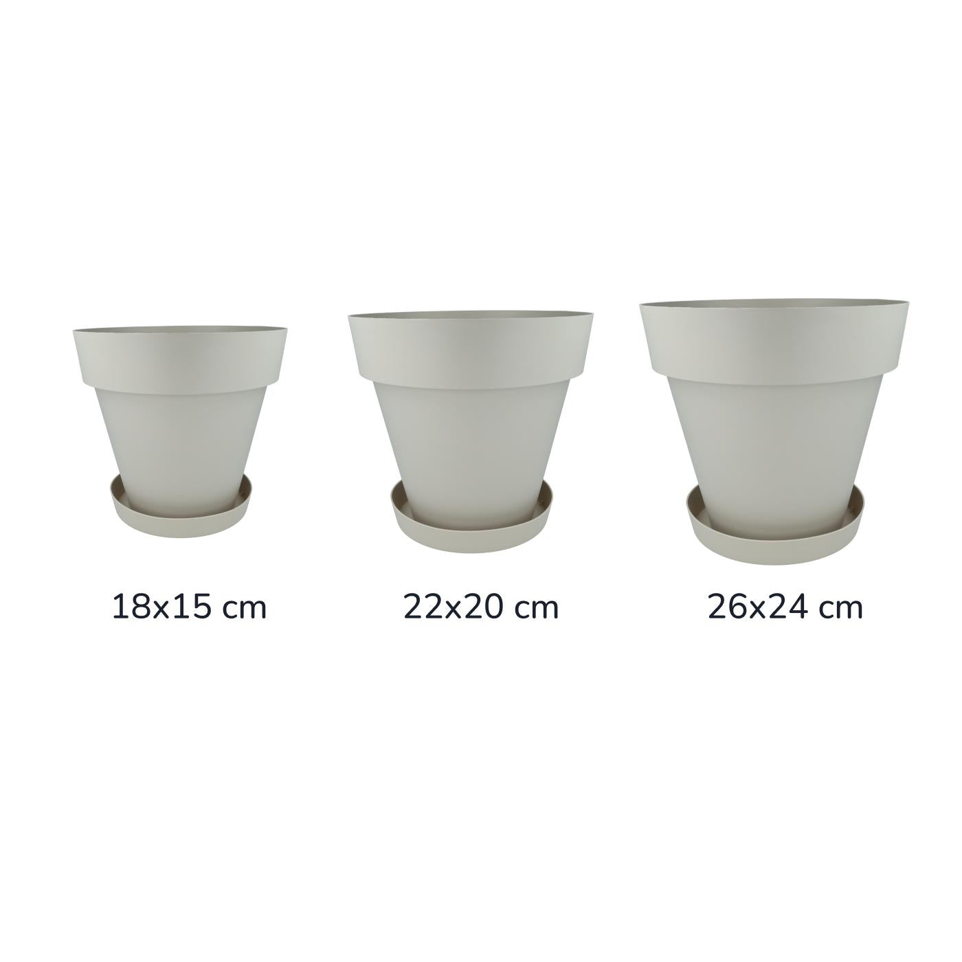 Set Blumentopf mit Untersetzer in Ecru Tes 18 x 15 cm