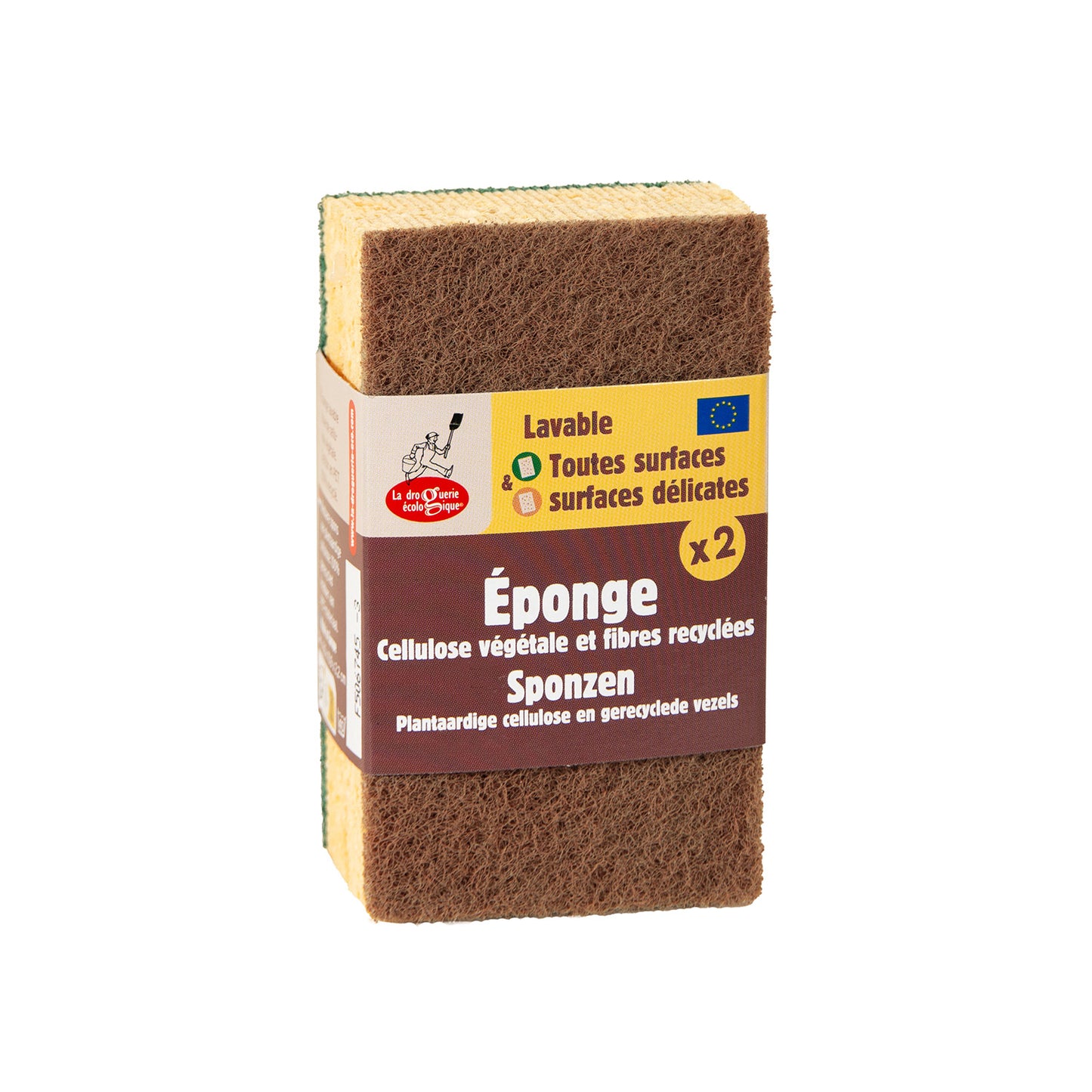 Éponge à récurer 2 unités toutes surfaces + surfaces délicates