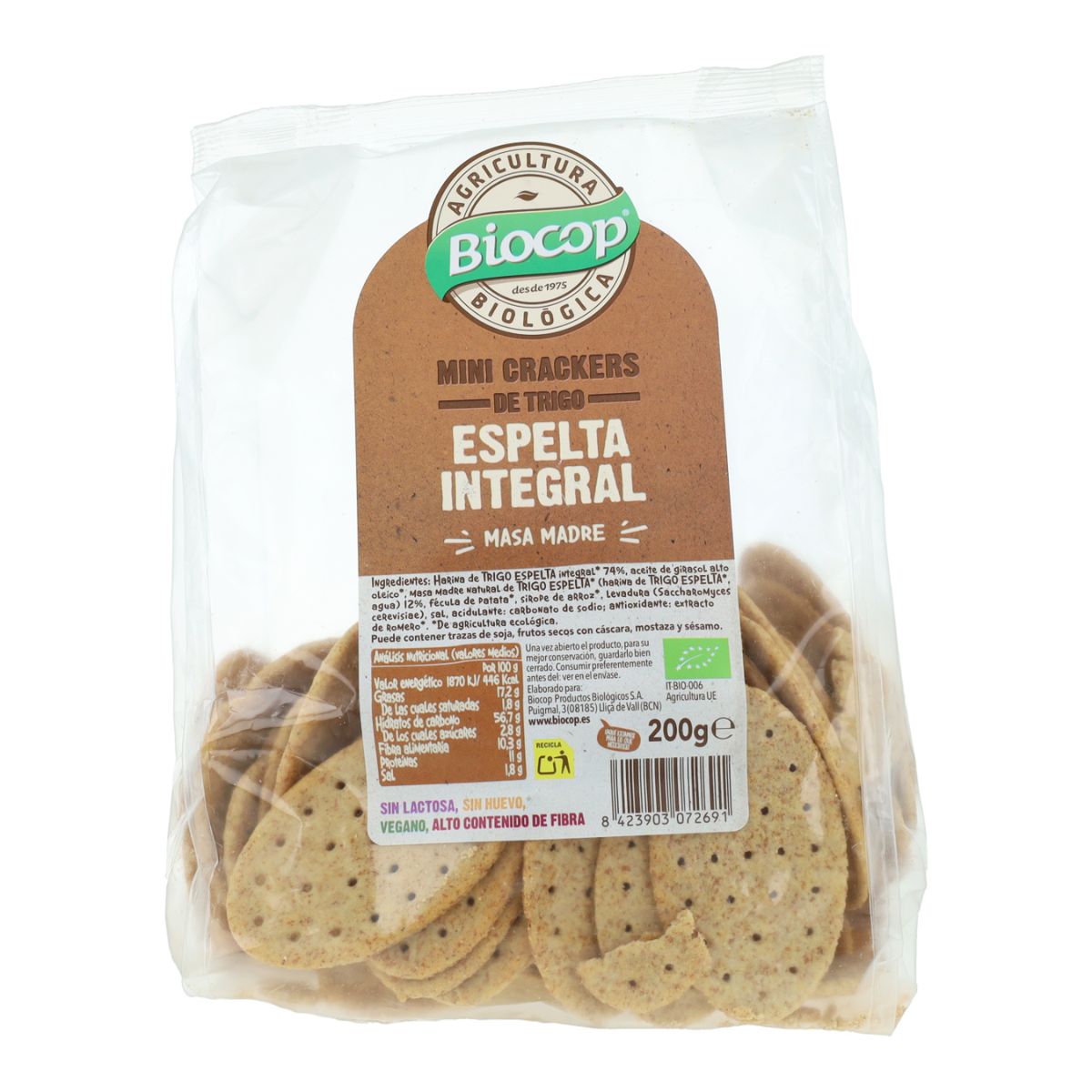 Mini-crackers complets à la farine d'épeautre et au levain BIO Biocop 200 g