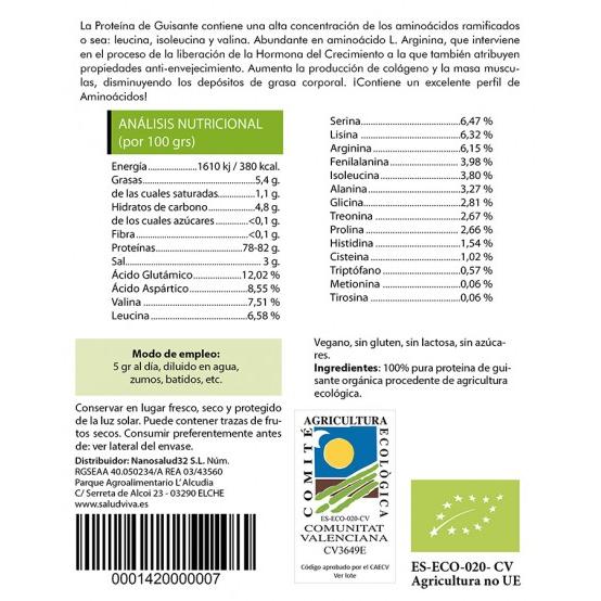 80 % Erbsenproteinpulver ECO 250 g, Salud Viva