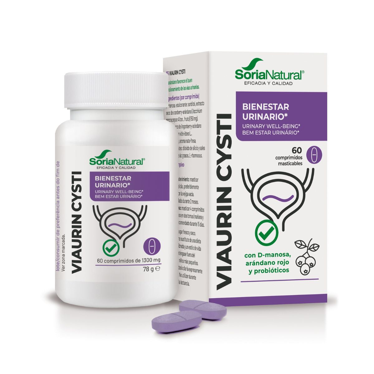 Viaurin Cysti Urinewegwelzijn, Soria Natural, 60 tabletten