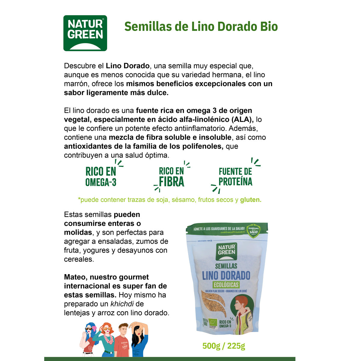 Goudkleurig linnen Naturgreen 500 g