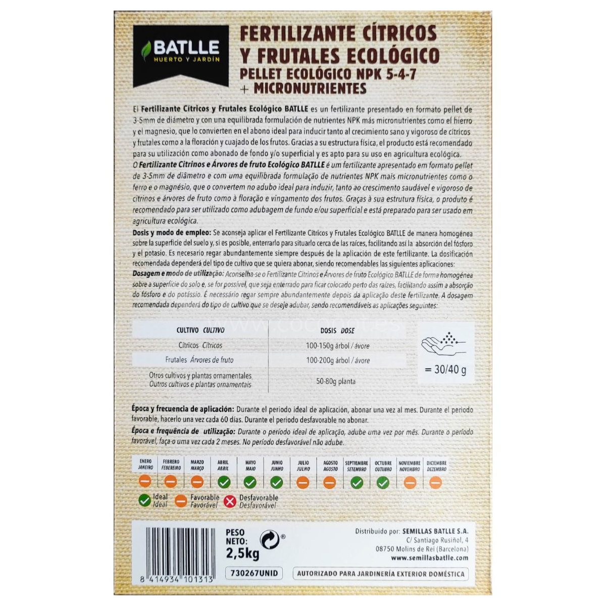 Dünger für Zitrus- und Obstbäume Batlle Bio 2,5 kg