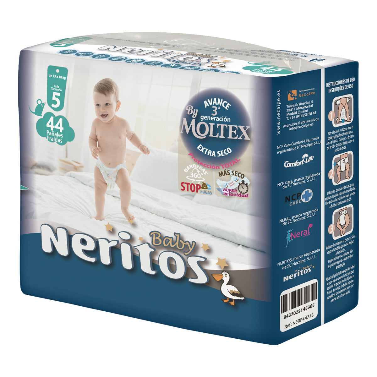 Neritos Baby luiers van Moltex T5 (13-18 kg) 44 stuks