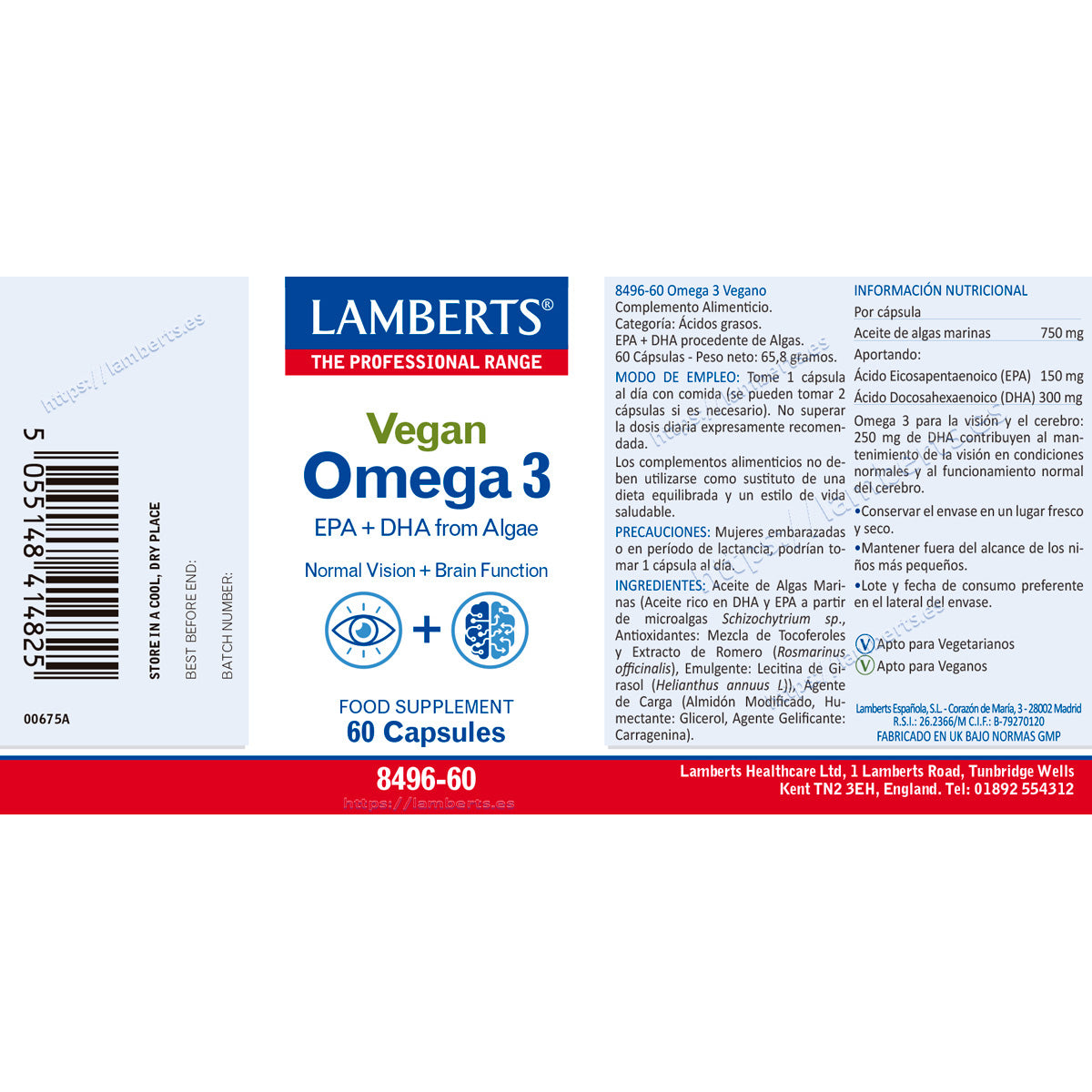 Omega 3 wegańska – 60 kapsułek, Lamberts