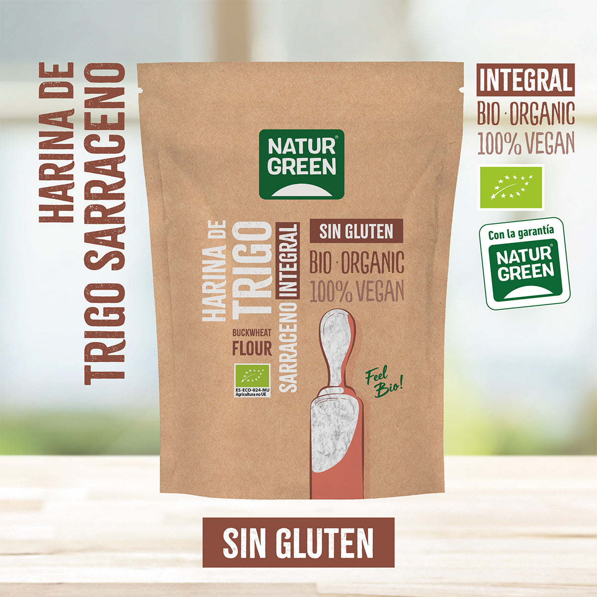 Farina integrale di grano saraceno senza glutine NaturGreen 500 g
