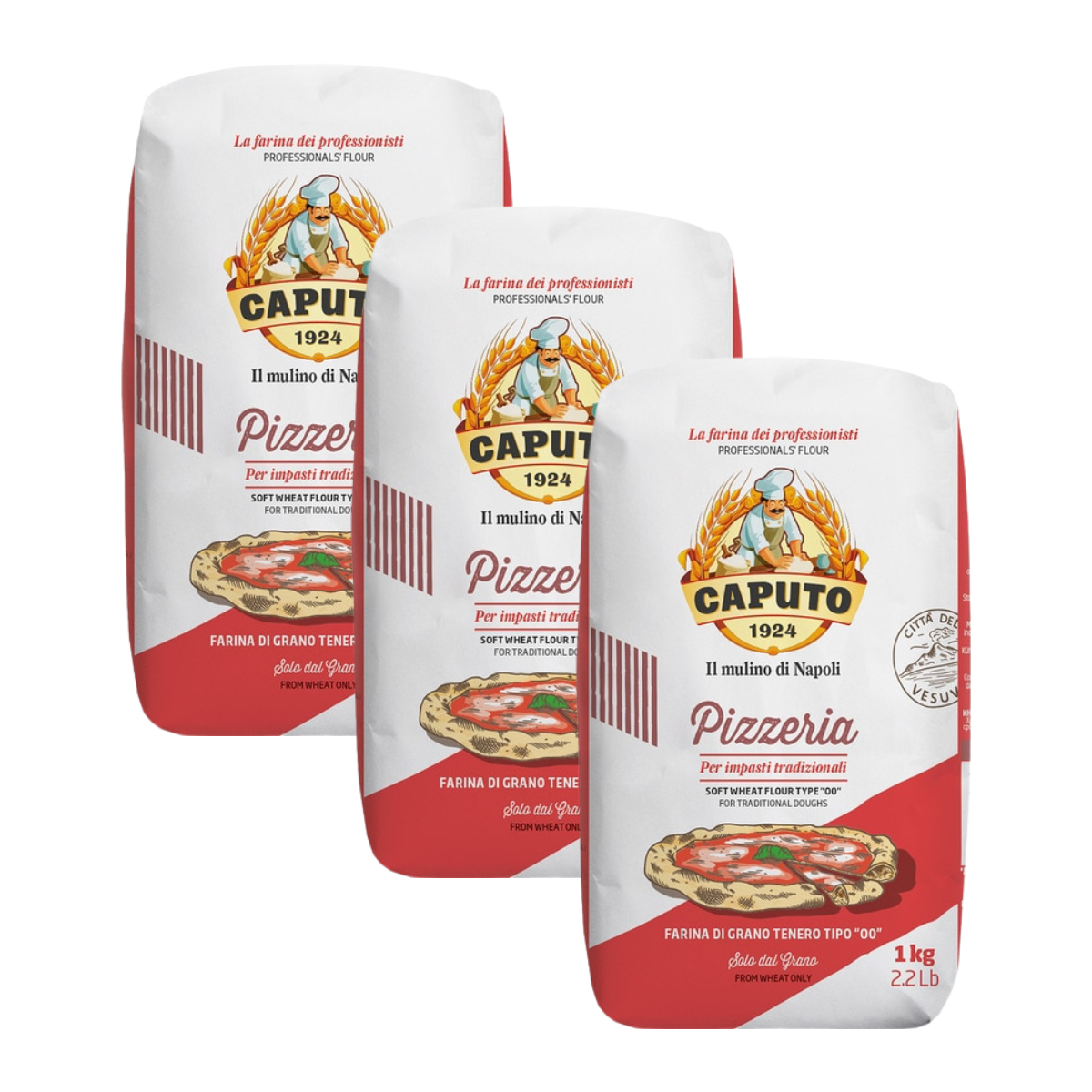 Lot de 3 sachets de farine à pizza type 00 Caputo 1 kg