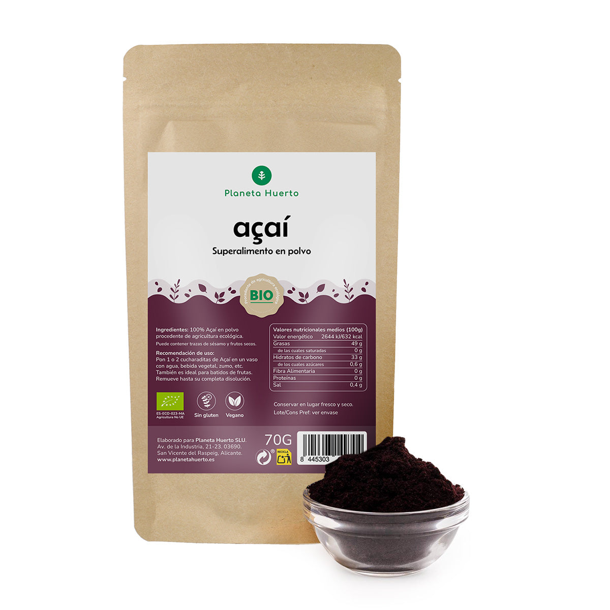 Açaí-Pulver ECO Planeta Huerto 70 gr