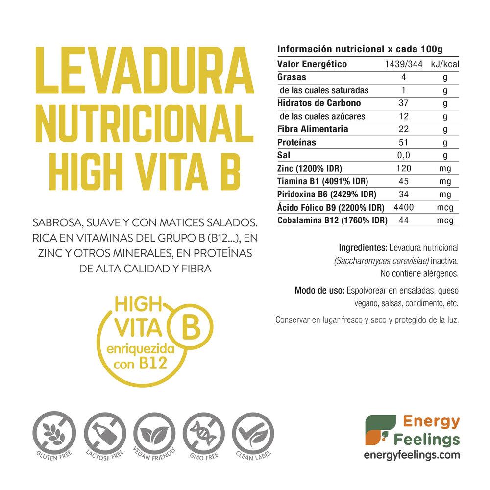 Confezione da 2 lieviti nutrizionali vitamina B12 in fiocchi Energy Feelings, 1 kg