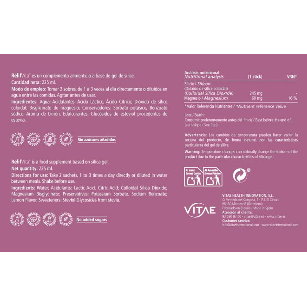 RelifVita, Vitae, 15 saszetek