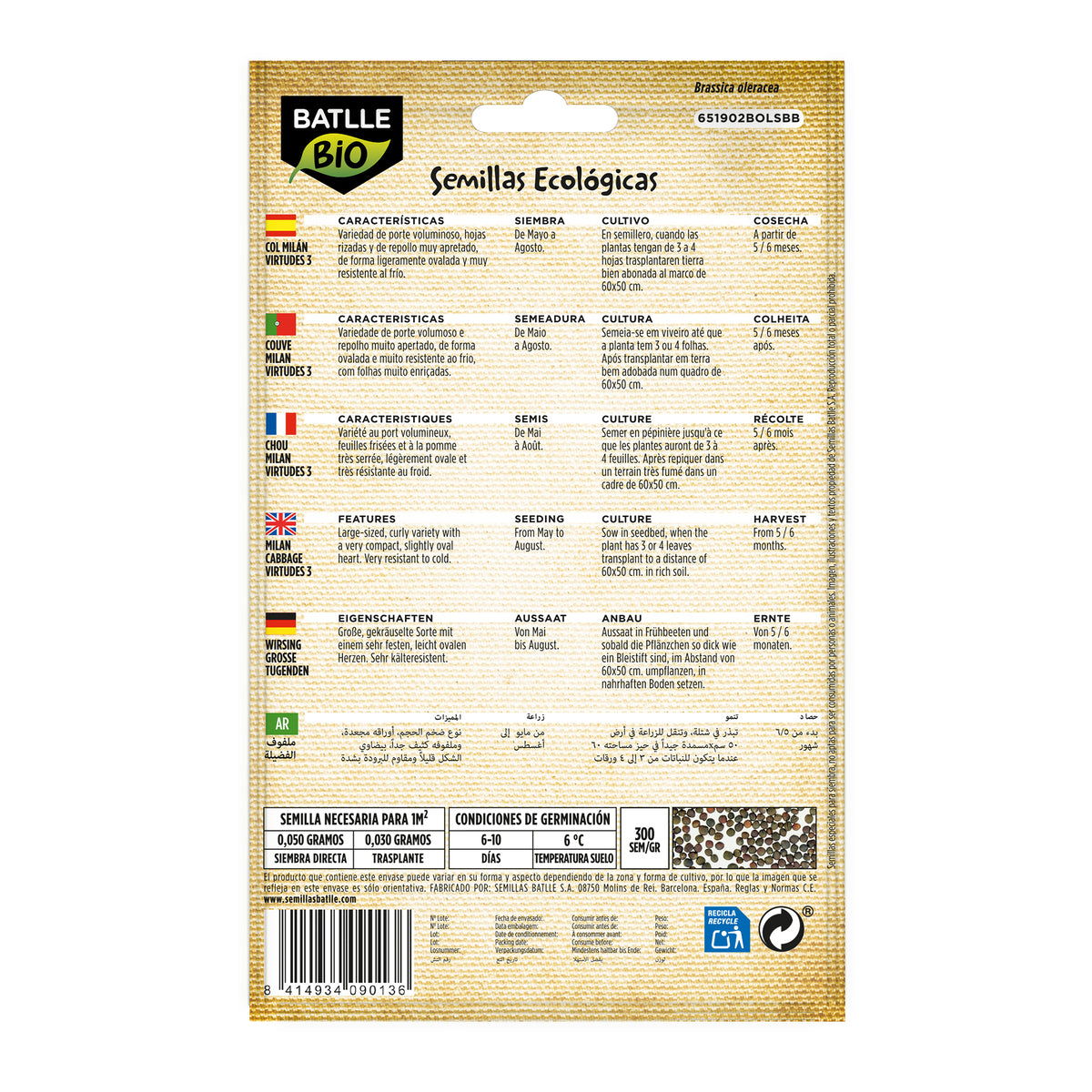 Nasiona kapusty milan virtudes 3 ekologiczne Batlle