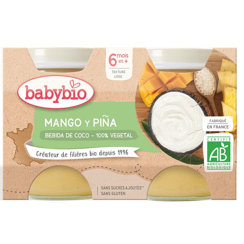 Plantaardige yoghurt Mango, Ananas en Kokosdrank 2x130 g, Babybio