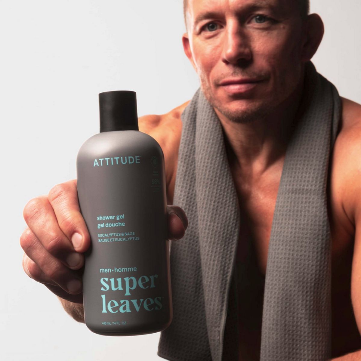 Super leaves men douchegel - Eucalyptus en salie, Attitude, 415 ml