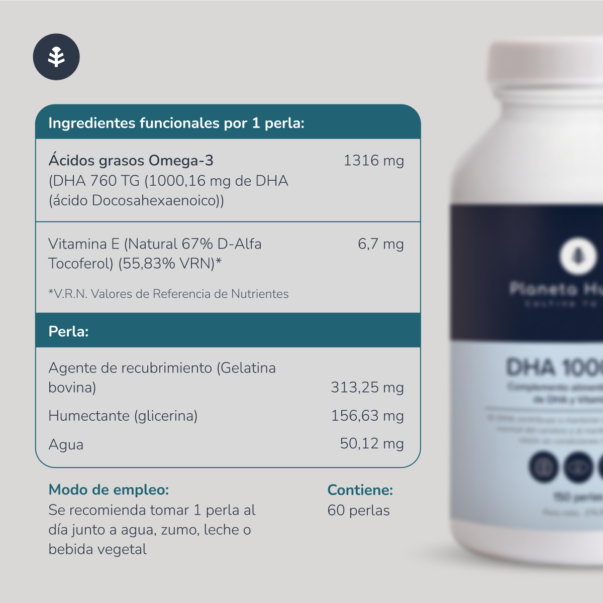 DHA 1000 mg Planeta Huerto 60 perles