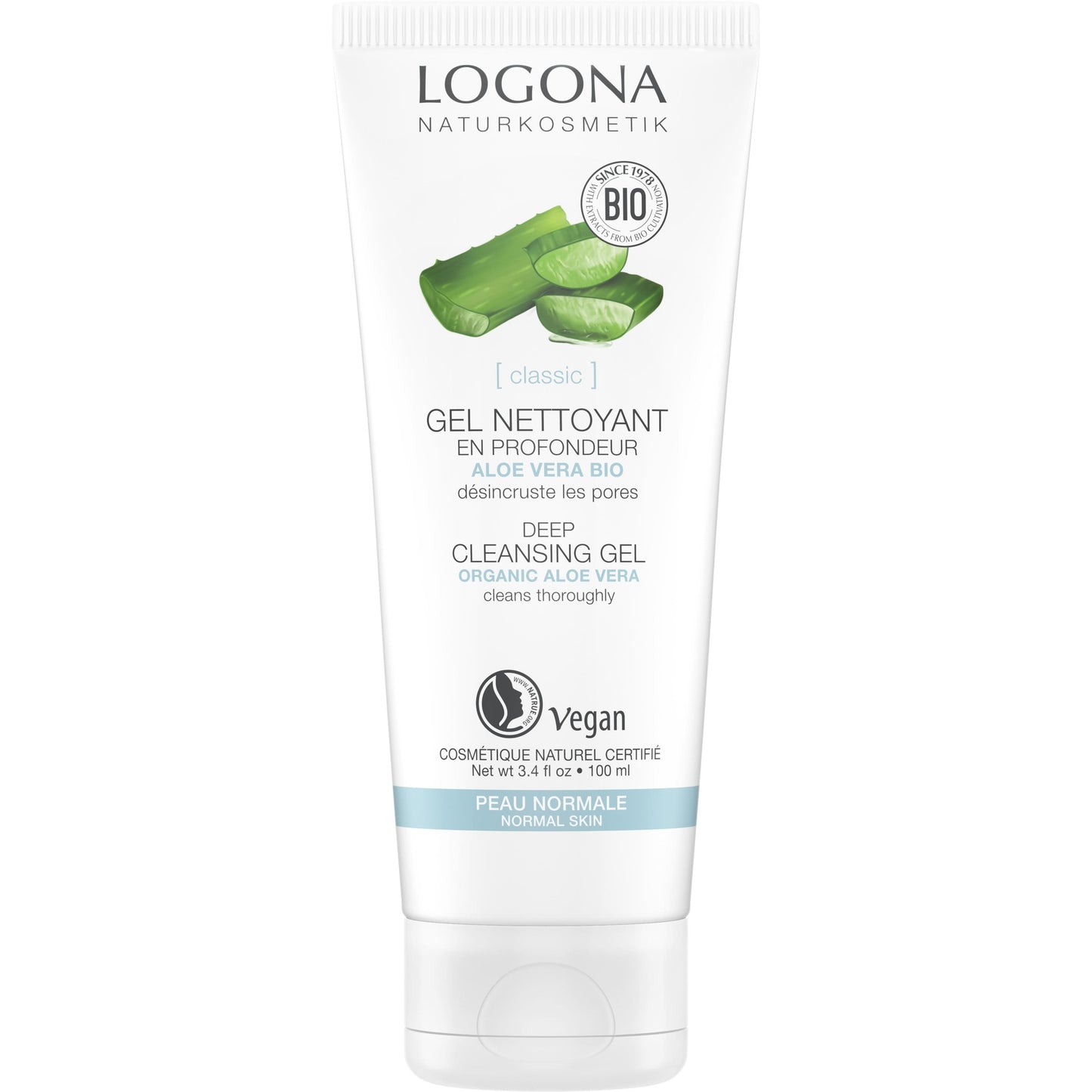 Diep reinigende gel Aloe Vera Bio Logona, 100 ml