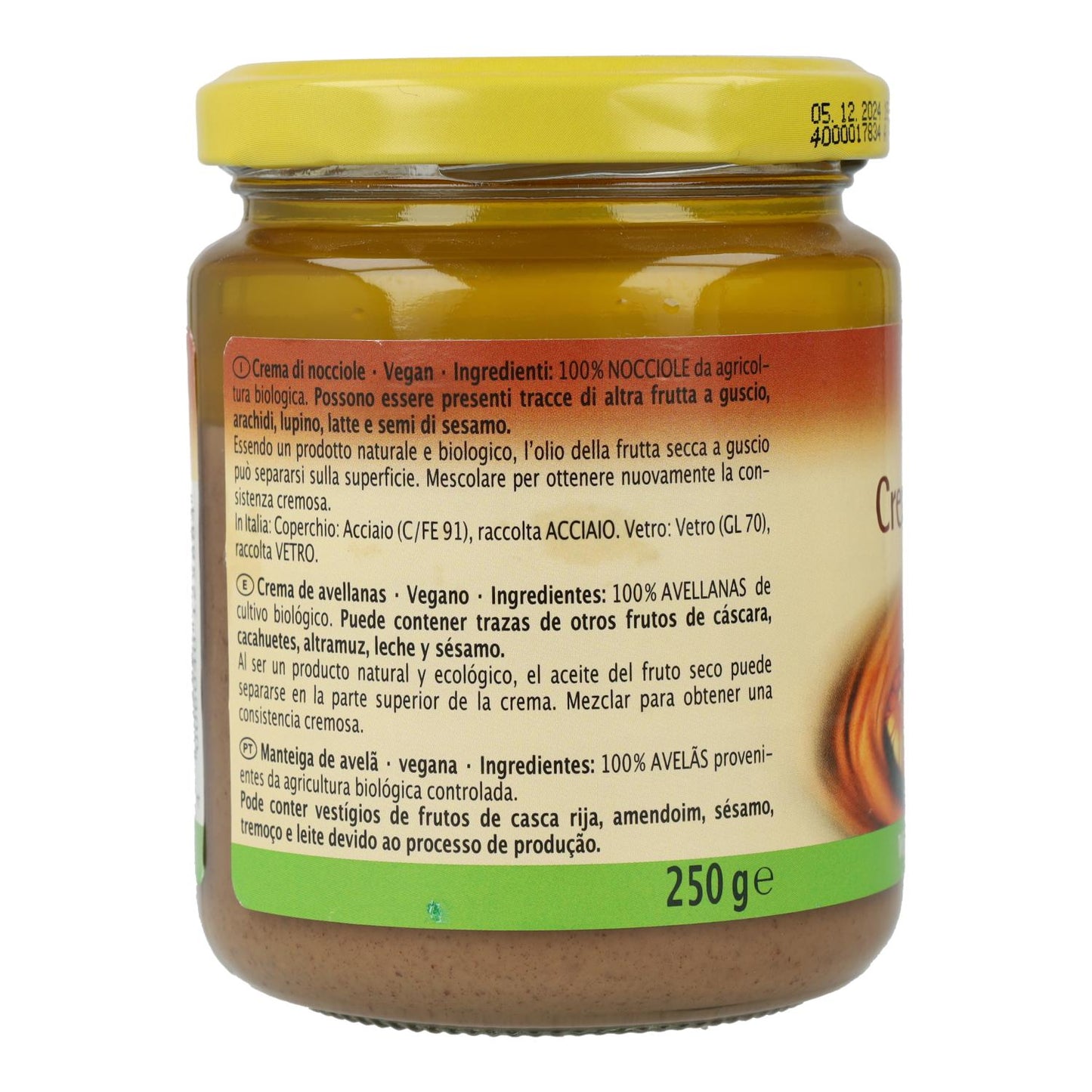 Biologische hazelnootcrème Rapunzel 250 g