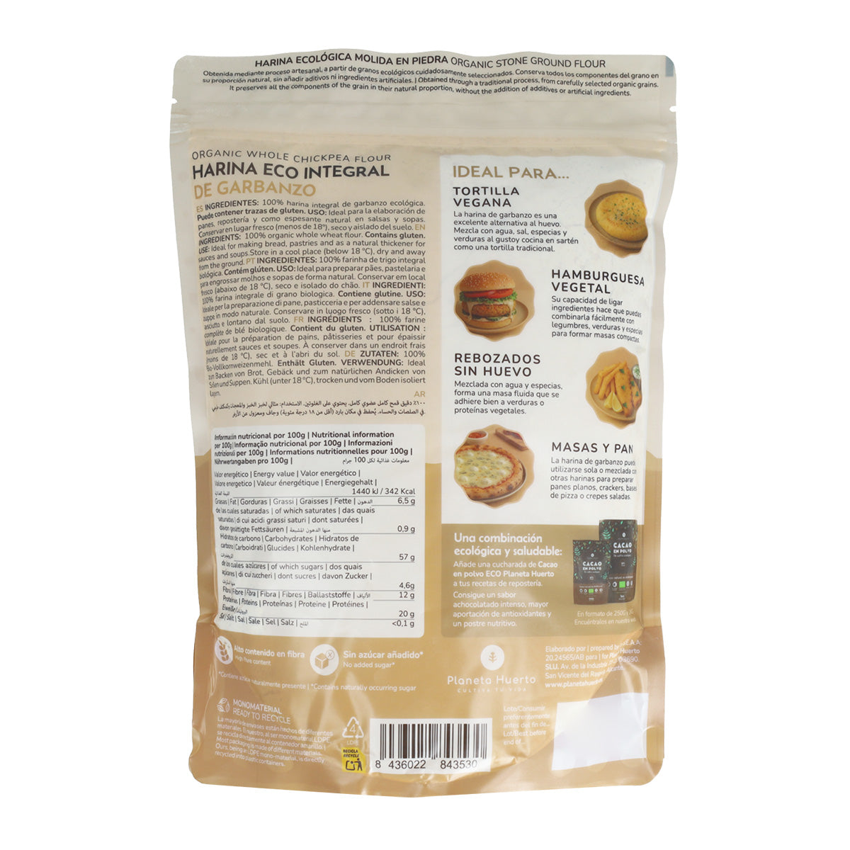 Mąka pełnoziarnista z ciecierzycy Eco Planeta Huerto 800 g