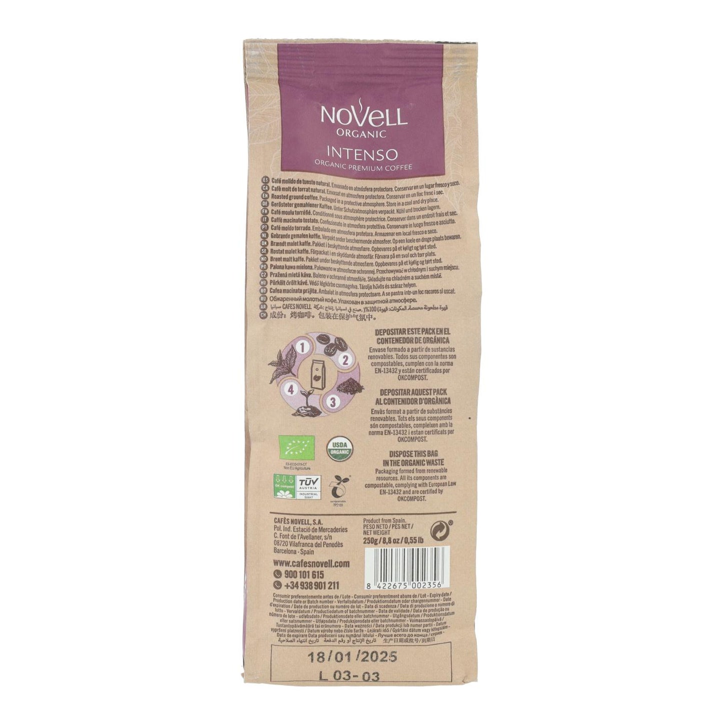 Ekologisk malet kaffe Intenso 250 g