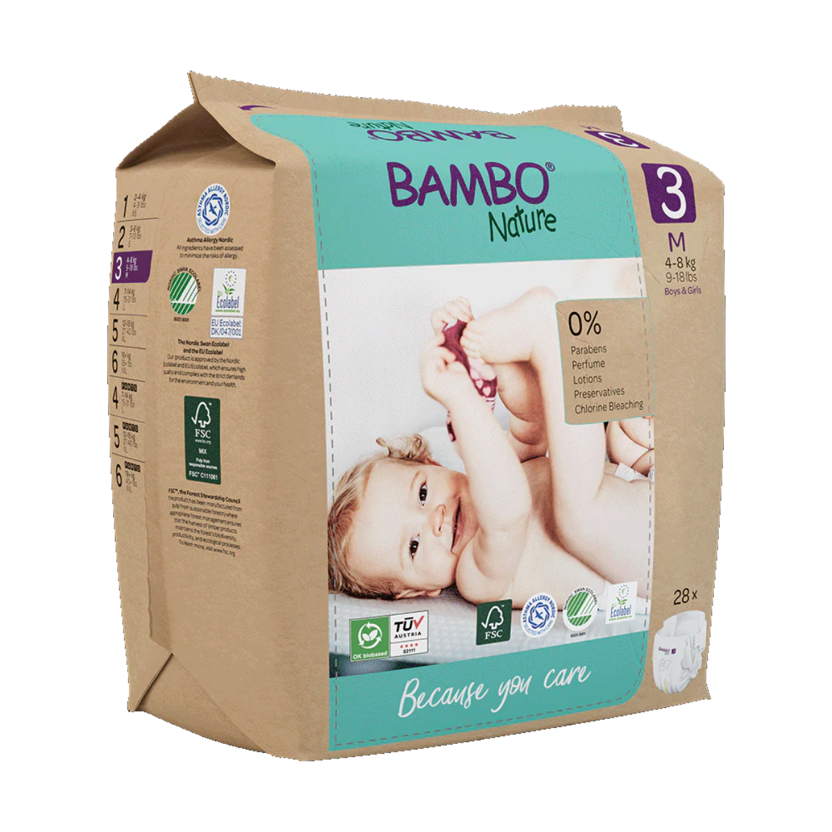 Pak luiers T3 (4-8 kg) Bambo Nature 168 stuks