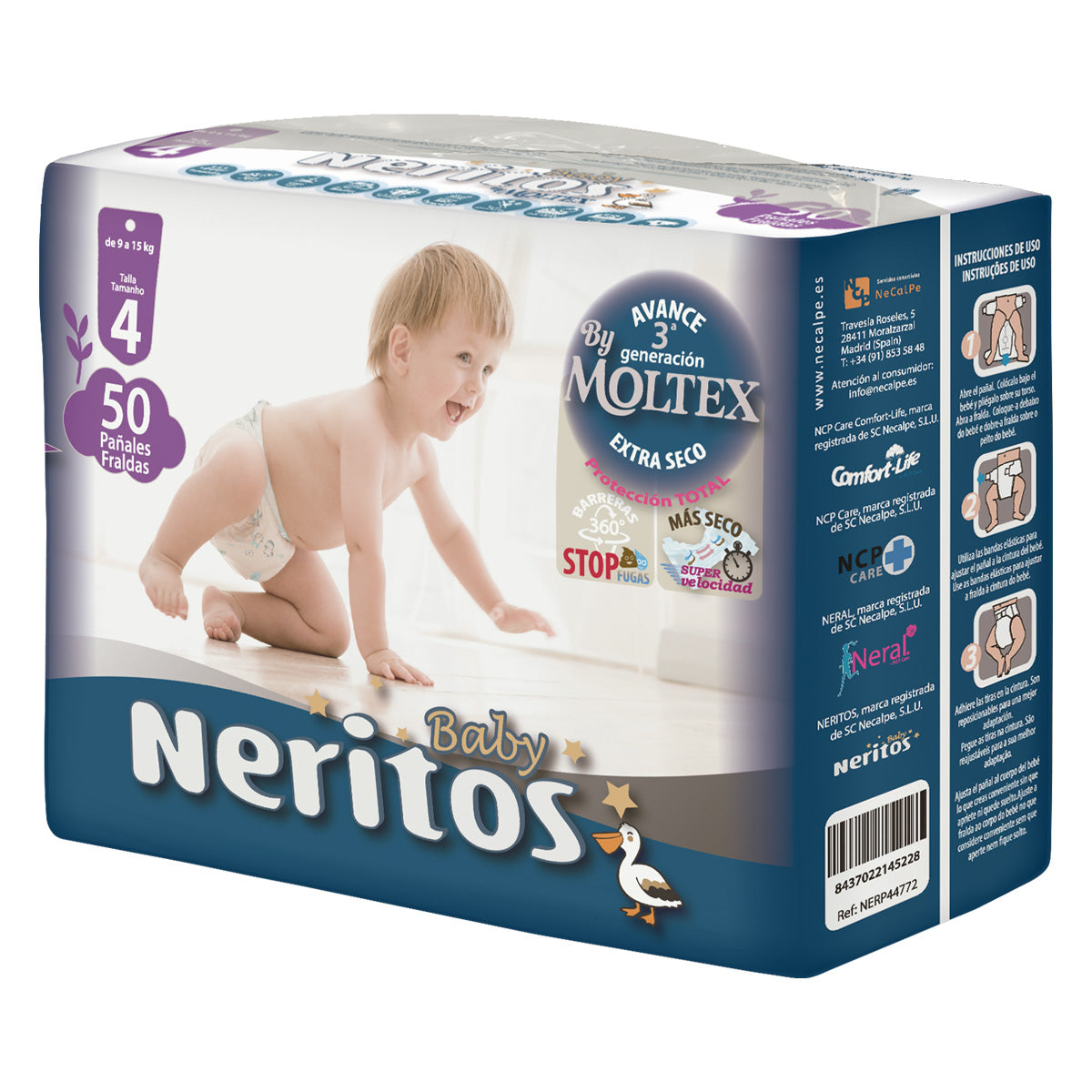 Neritos Baby luiers van Moltex T4 (9-15 kg) 50 stuks
