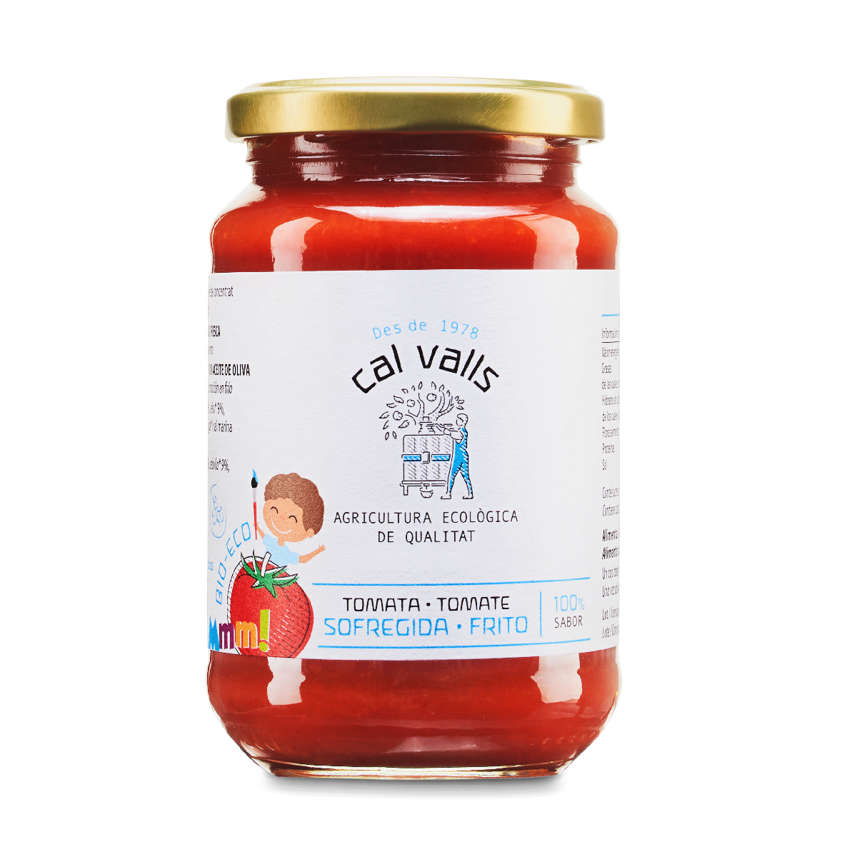Tomatenpuree zonder toegevoegde suikers, biologisch, Cal Valls 350 g