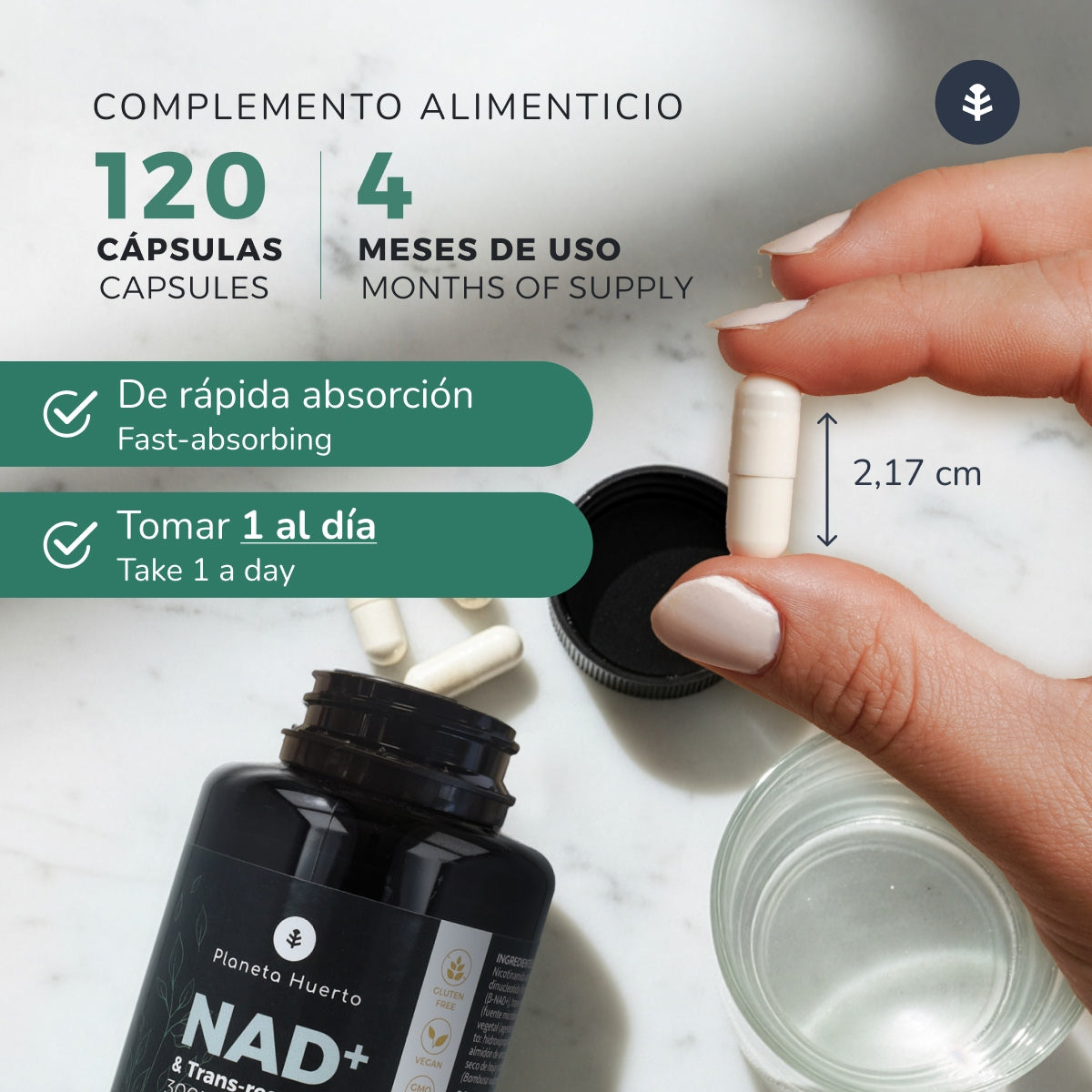 NAD+ Transresveratrol Planeta Huerto 120 gélules