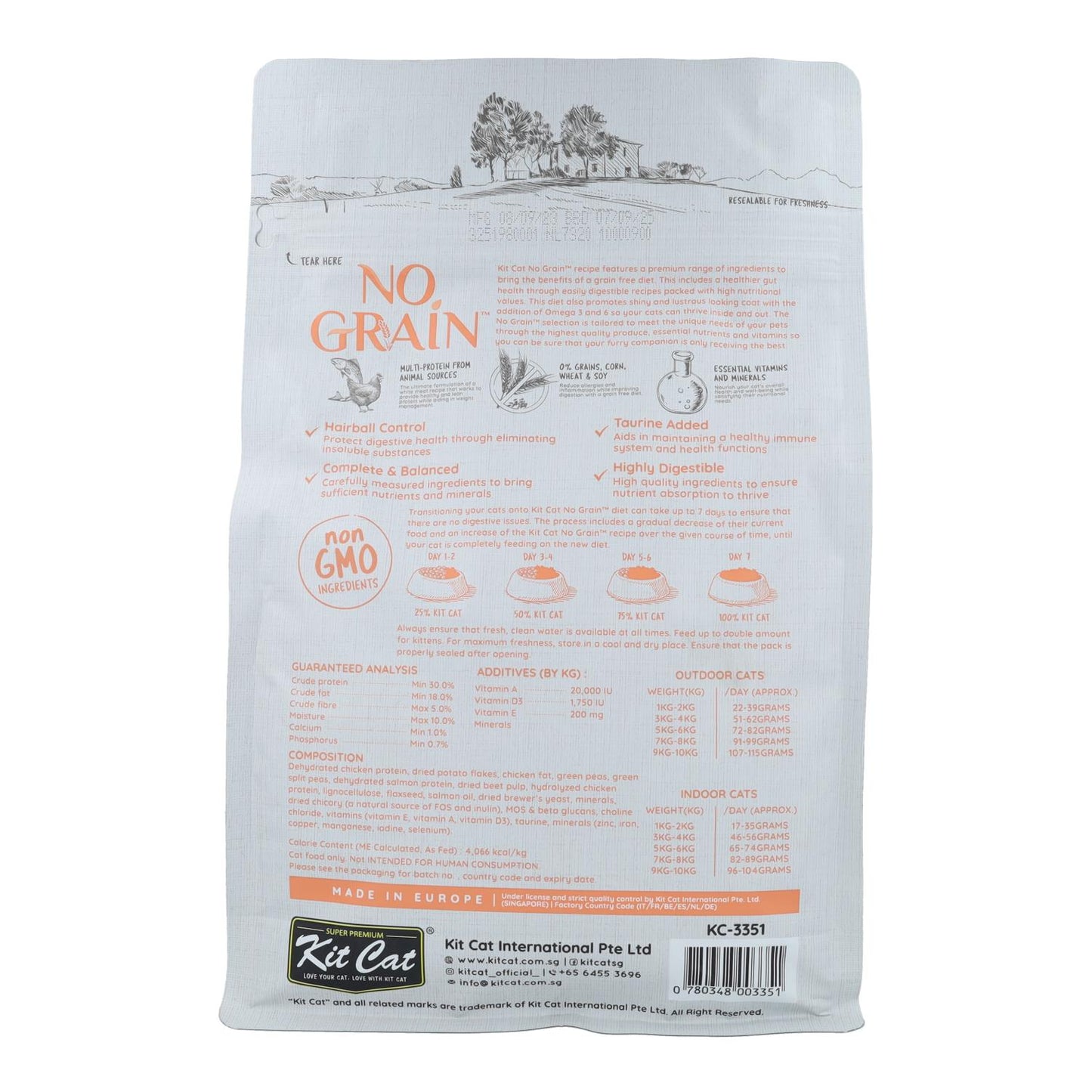 Kit Cat No Grain Cat Food - Chicken & Salmon 1 kg Natural cat food