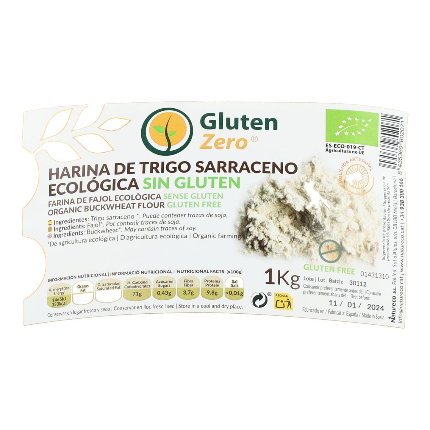 Glutenfreies Buchweizenmehl 1 kg Gz Gluten Zero