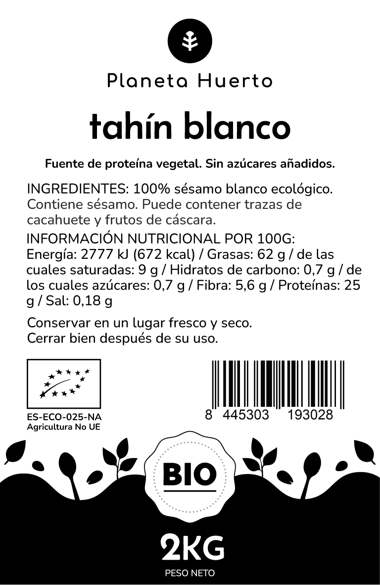 Witte sesamtahini ECO Planeta Huerto 2 kg